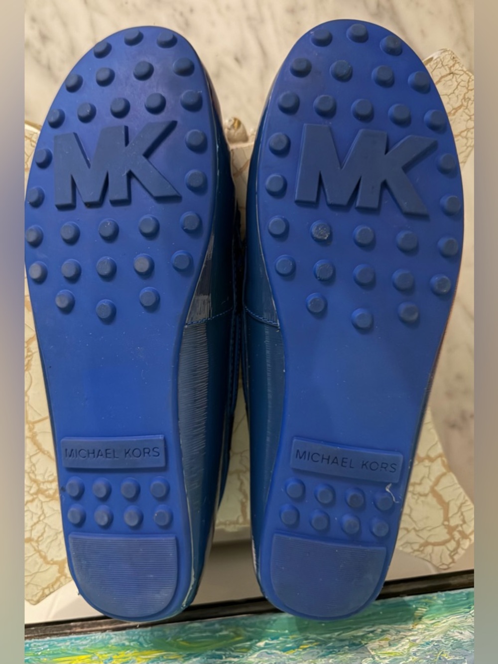 Michael Kors Royal Blue Patent Leather Bow Loafers - Picture 6 of 7